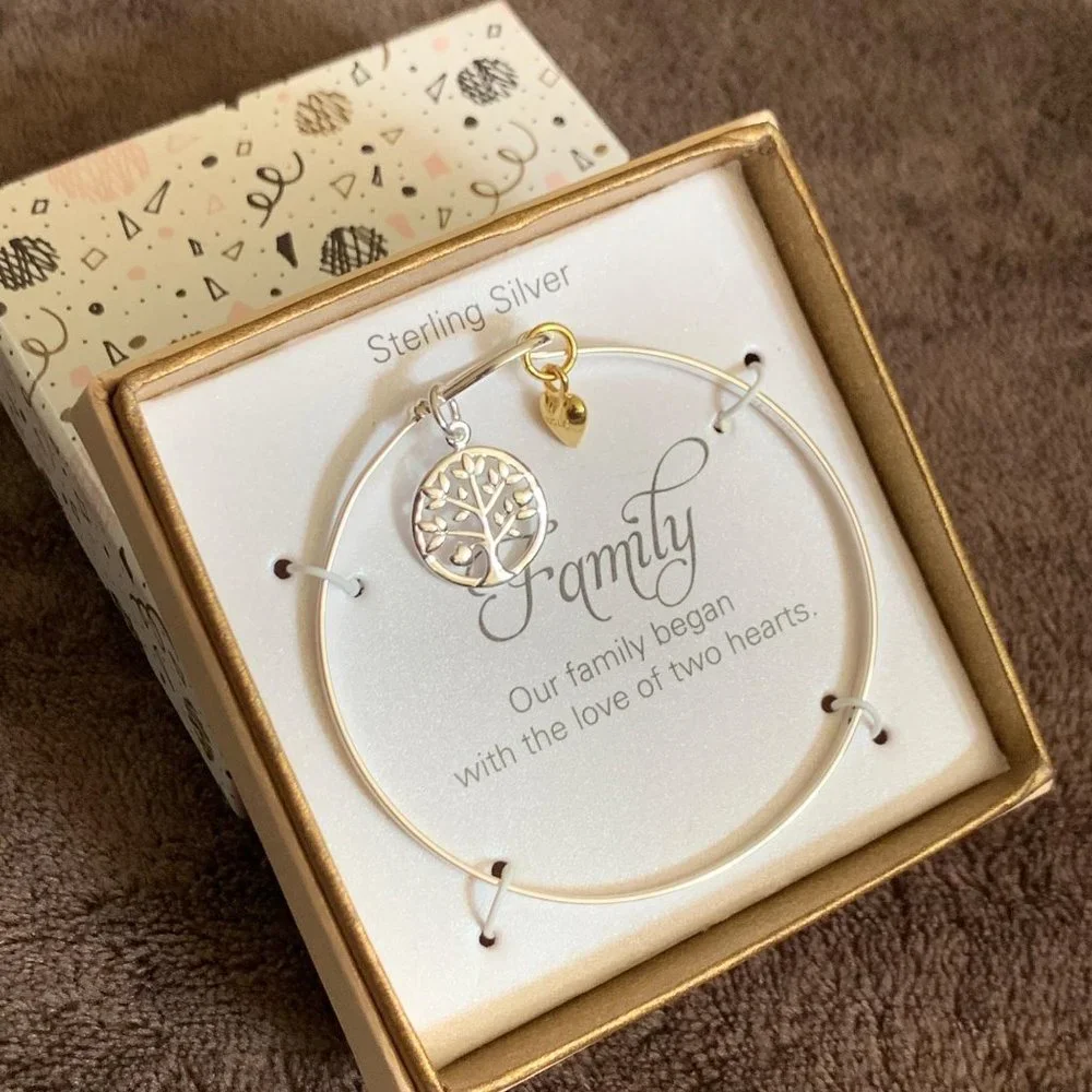 Inspirational Quotes Family Silver Bangle